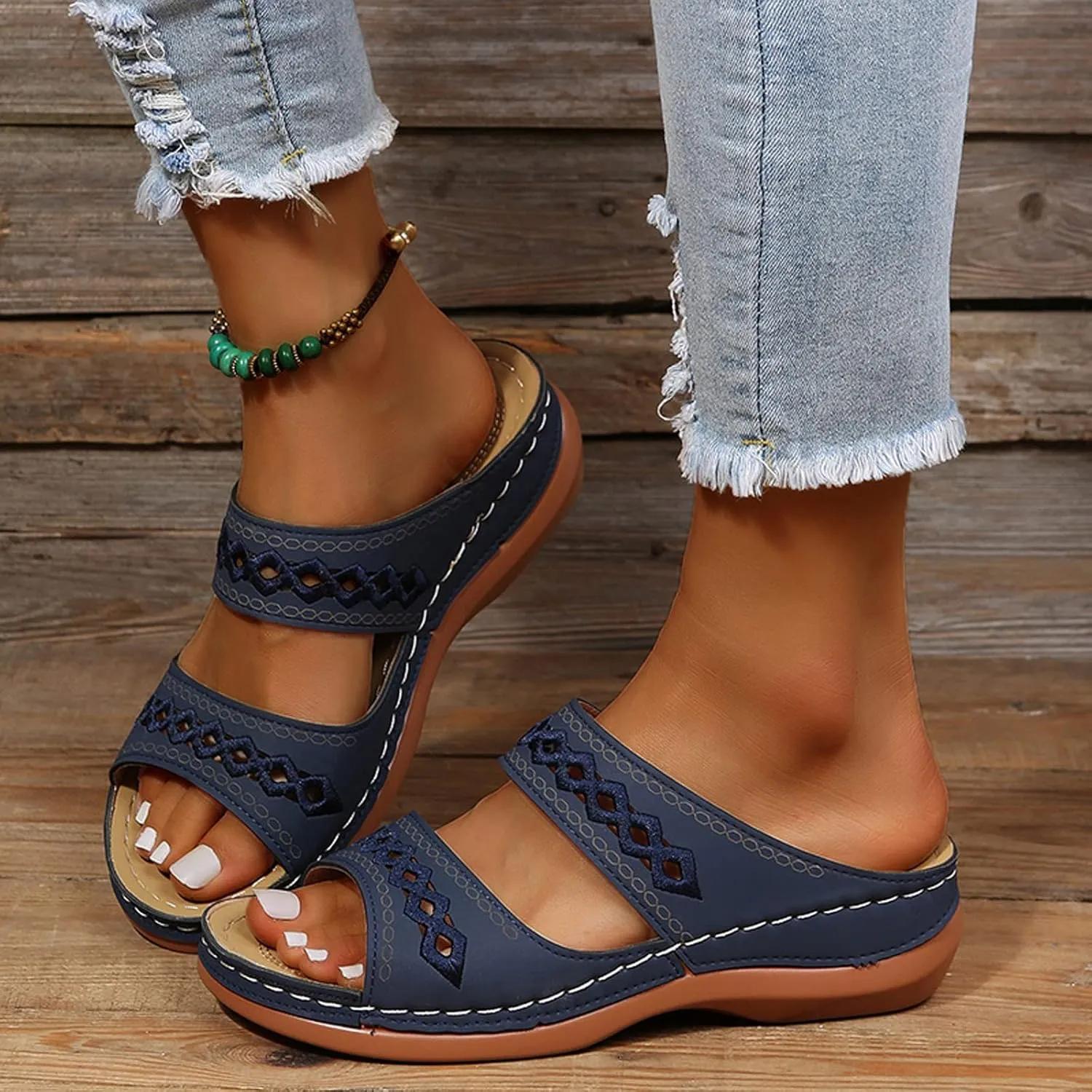 Orthopedic Sandals For Women,Women's Sandals Wedge Massage Roman Casual Sandals Women's Slide Gladiator Sandals For Women Wedge