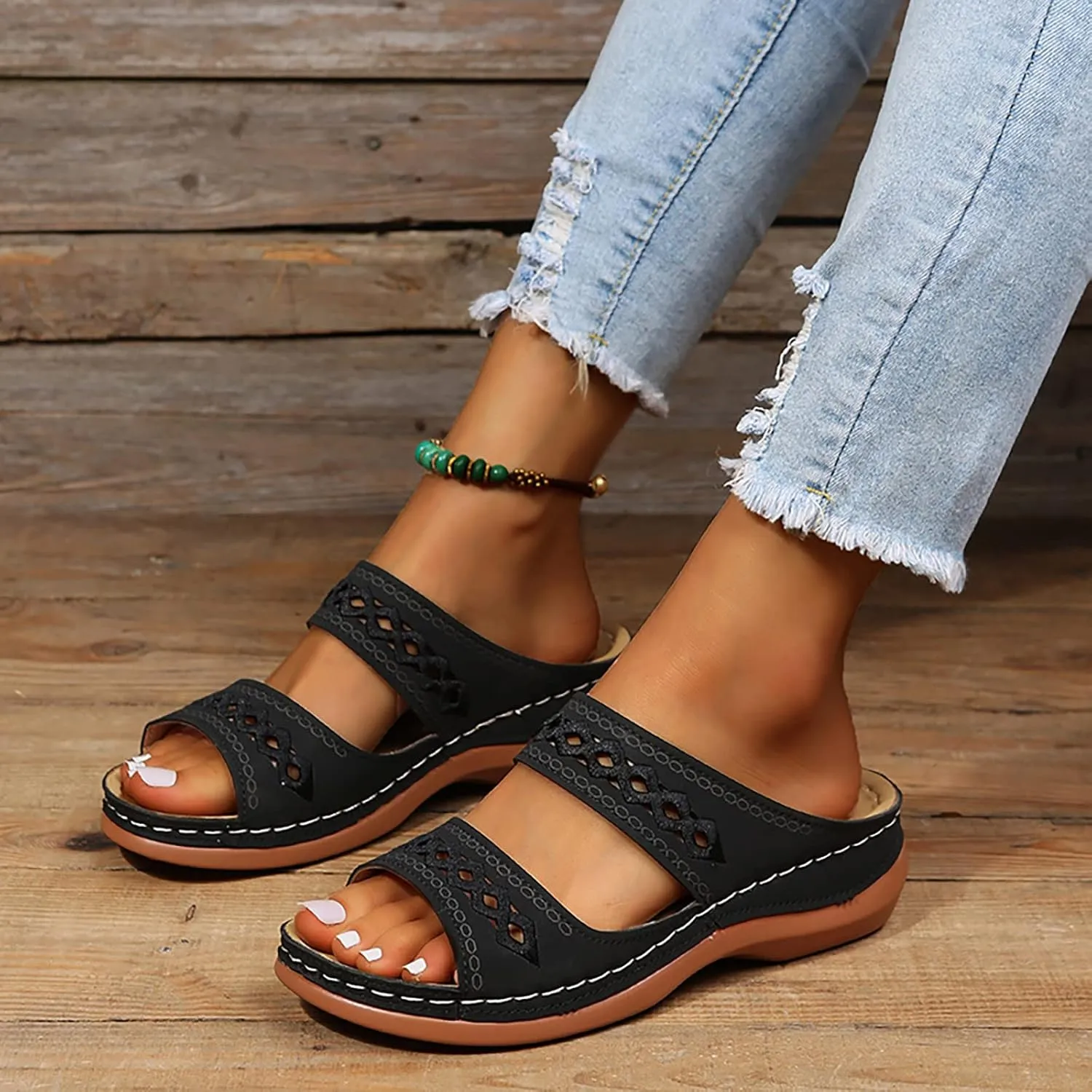 Orthopedic Sandals For Women,Women's Sandals Wedge Massage Roman Casual Sandals Women's Slide Gladiator Sandals For Women Wedge