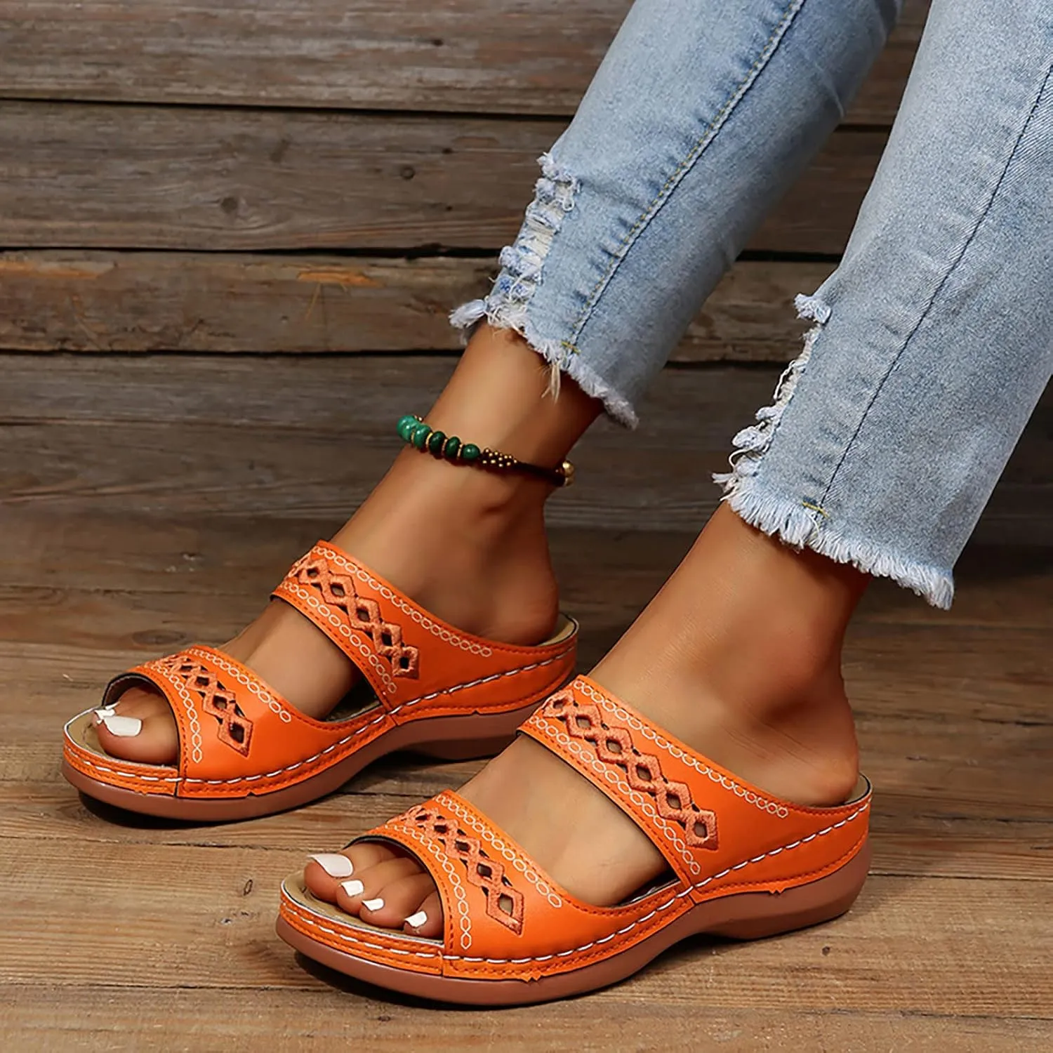 Orthopedic Sandals For Women,Women's Sandals Wedge Massage Roman Casual Sandals Women's Slide Gladiator Sandals For Women Wedge