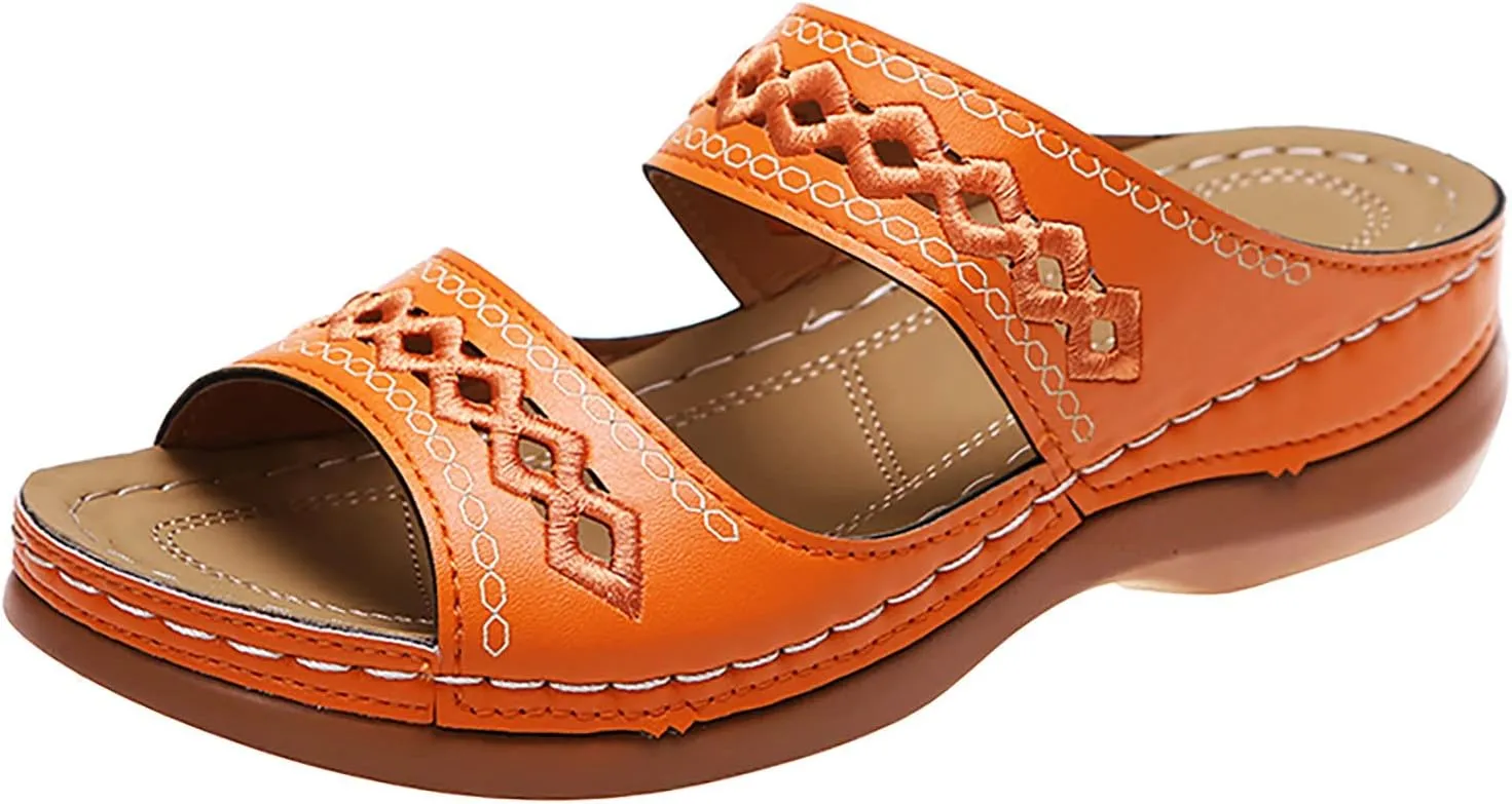Orthopedic Sandals For Women,Women's Sandals Wedge Massage Roman Casual Sandals Women's Slide Gladiator Sandals For Women Wedge