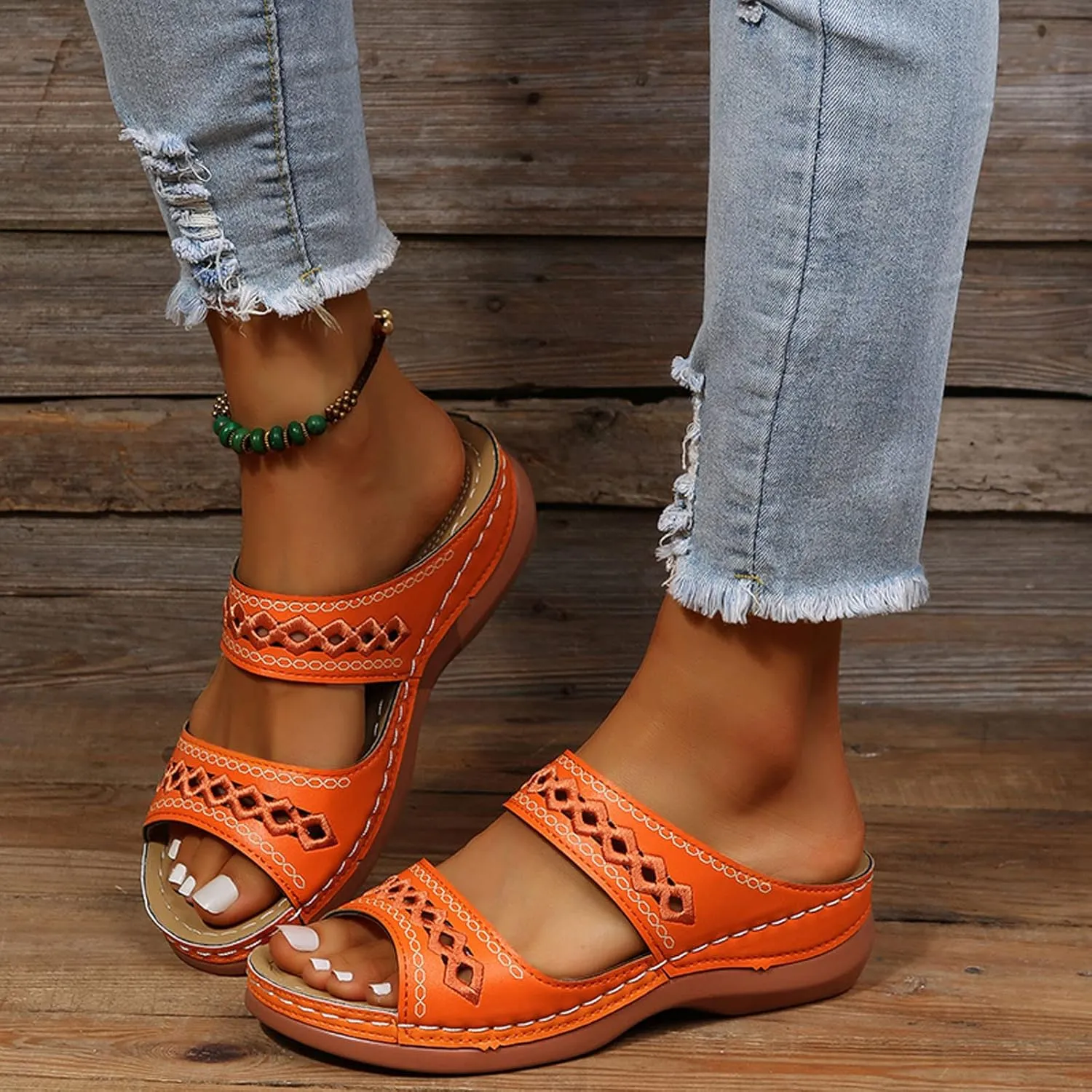 Orthopedic Sandals For Women,Women's Sandals Wedge Massage Roman Casual Sandals Women's Slide Gladiator Sandals For Women Wedge