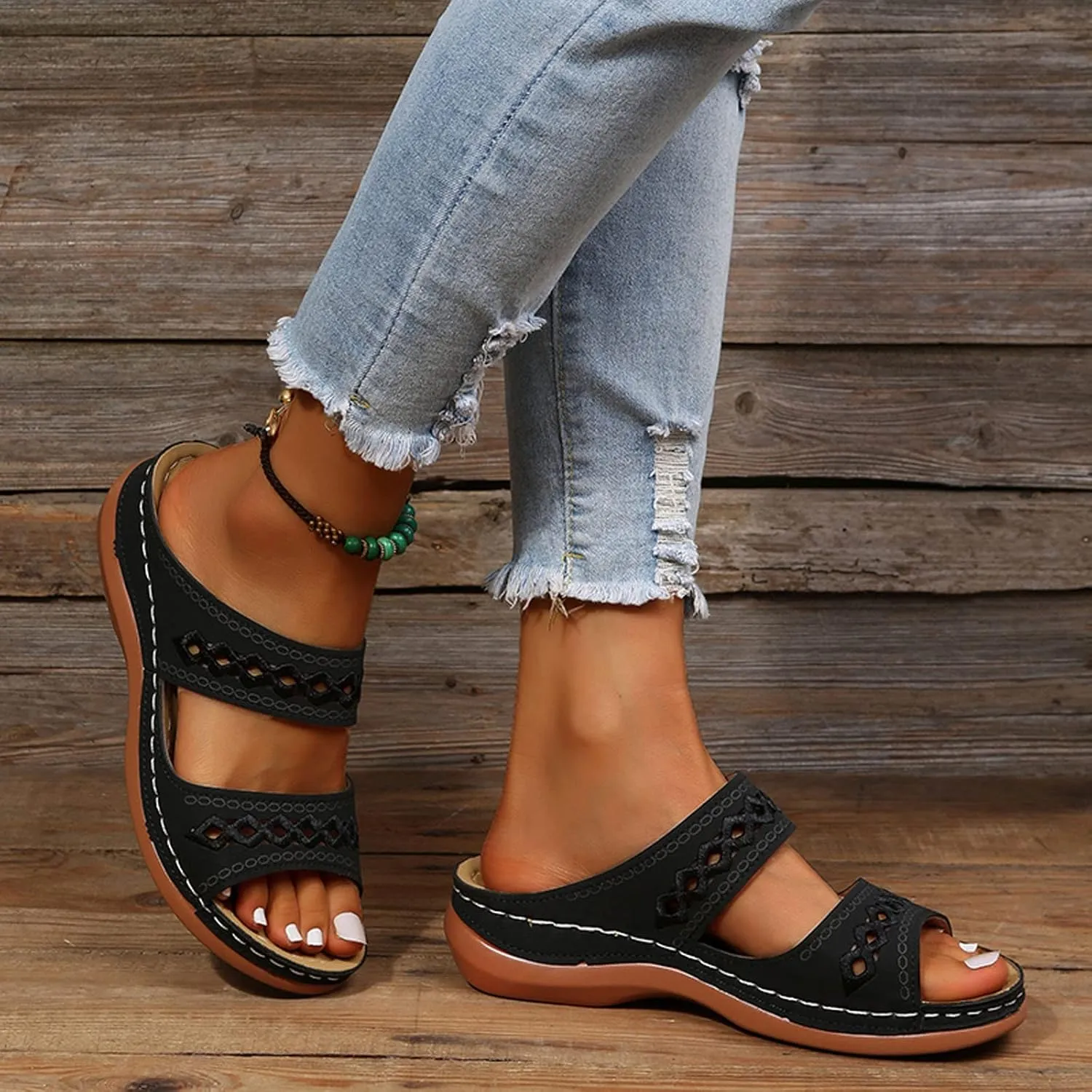 Orthopedic Sandals For Women,Women's Sandals Wedge Massage Roman Casual Sandals Women's Slide Gladiator Sandals For Women Wedge