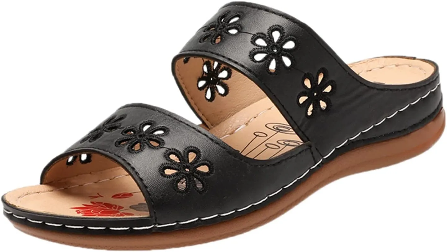 Orthopedic Summer Slides for Women with Arch Support Comfortable Walking Shoes Lightweight Adjustable Straps Beach Casual Outdoor Recovery Sandals