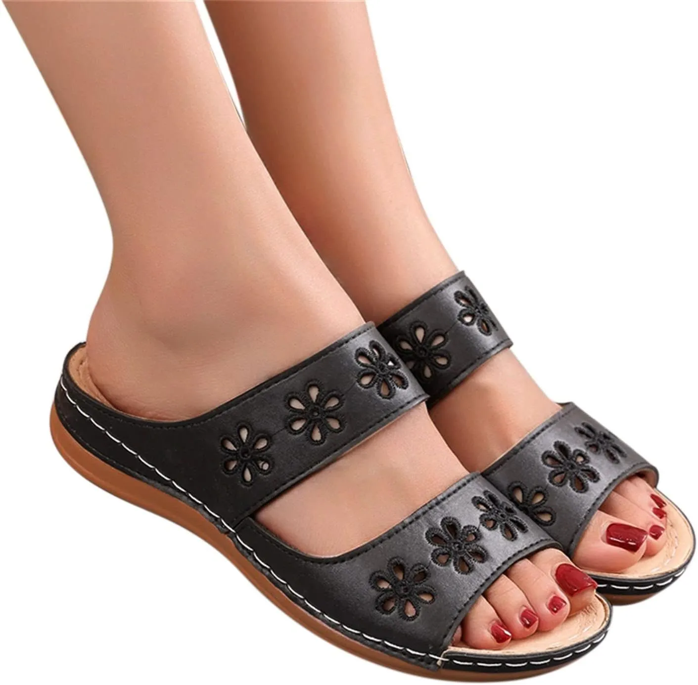 Orthopedic Summer Slides for Women with Arch Support Comfortable Walking Shoes Lightweight Adjustable Straps Beach Casual Outdoor Recovery Sandals