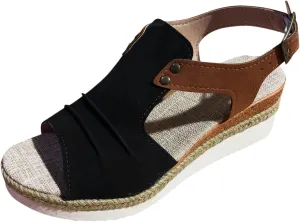 Orthopedic Wedge Sandals for Women Summer Dressy Flat Open Toe Ankle Strap Platform Espadrilles Sandals Casual Strappy Slip on Sandals Beach Anti-Slip Sandals Comfortable Outdoor Shoes