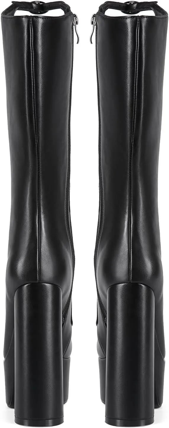 Oversized Women's Thick Heels and High Heels Gothic Buckle Waterproof Platform Nightclub Cool Boots