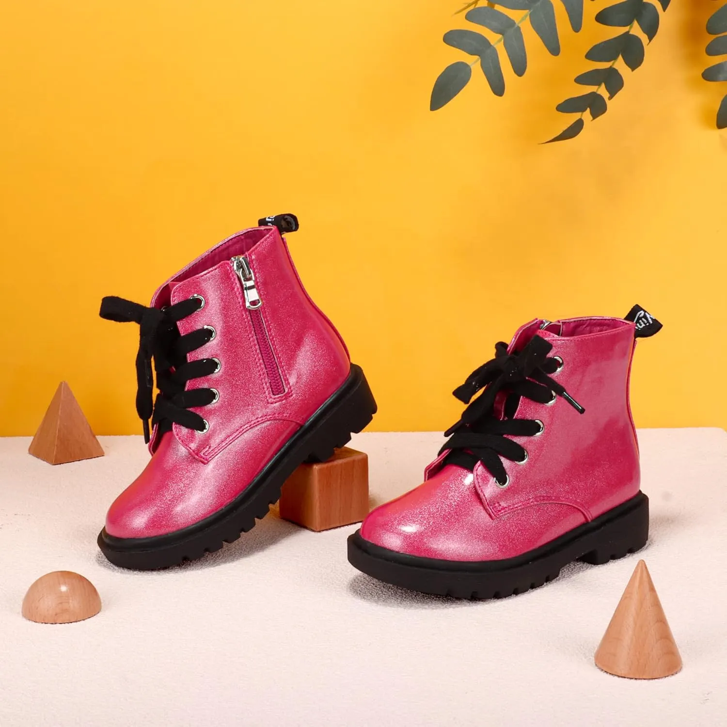 PANDANINJIA Christina Boys Girls Short Ankle Boots Fashion Dress Booties Waterproof Combat Shoes with Zipper for Toddler Little Kid
