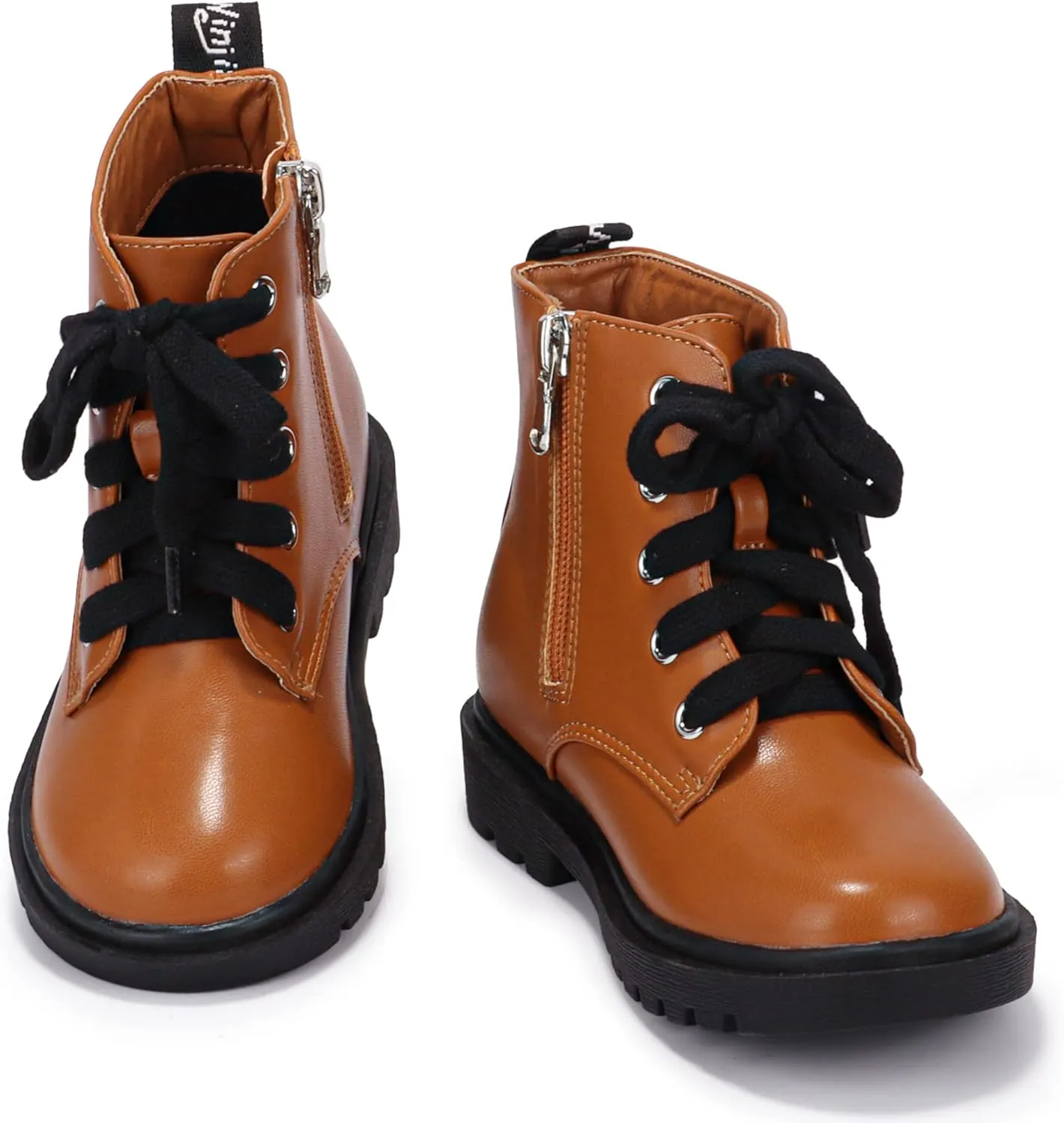 PANDANINJIA Christina Boys Girls Short Ankle Boots Fashion Dress Booties Waterproof Combat Shoes with Zipper for Toddler Little Kid