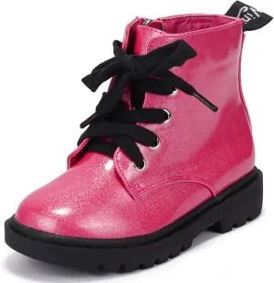 PANDANINJIA Christina Boys Girls Short Ankle Boots Fashion Dress Booties Waterproof Combat Shoes with Zipper for Toddler Little Kid