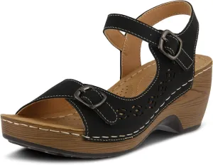 PATRIZIA Spring Step Shantay Wedge Sandals for Women - Ladies Sandals with ankle strap buckle closures - Womens Casuals Sandals for Outdoor