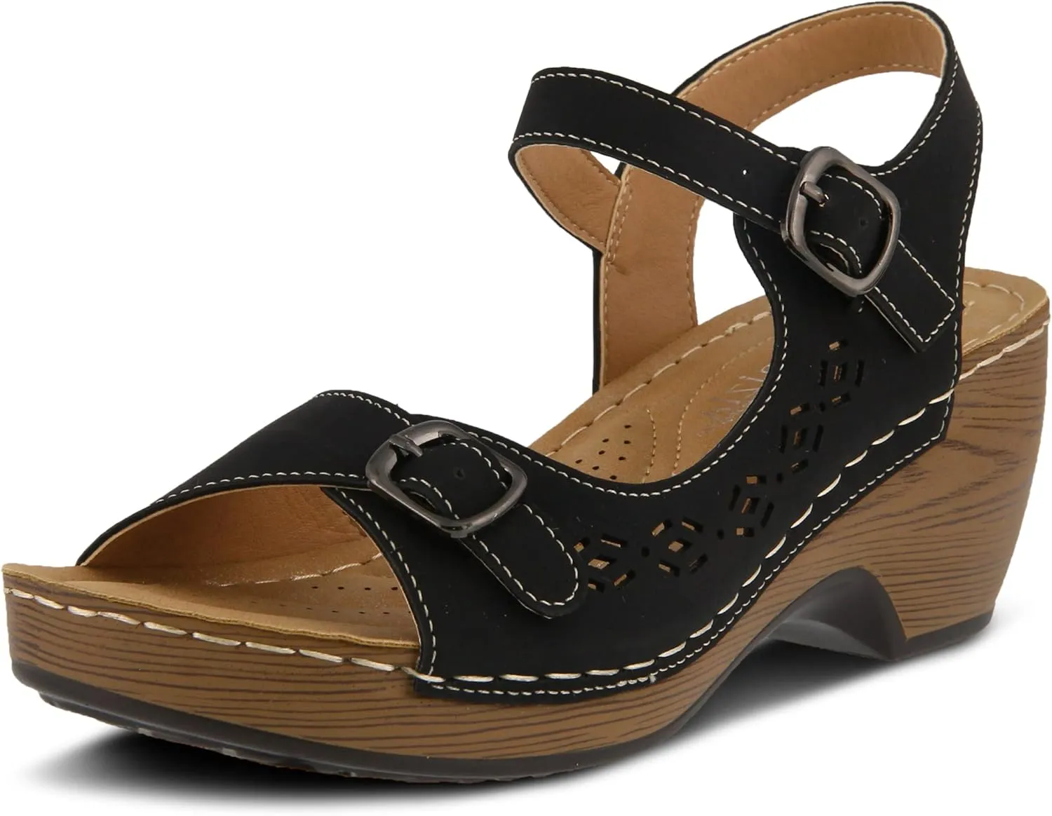 PATRIZIA Spring Step Shantay Wedge Sandals for Women - Ladies Sandals with ankle strap buckle closures - Womens Casuals Sandals for Outdoor