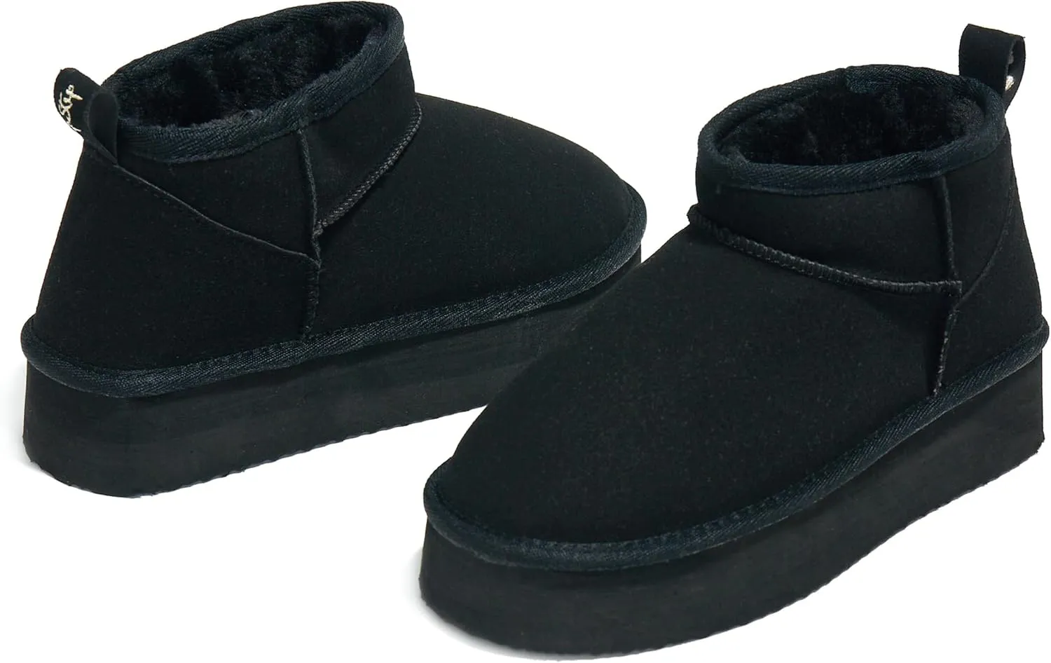 PepStep Ankle Platform Boots for Women or Ladies - Faux Suede Upper - Memory Foam Insole and Faux Lamb Fur Lining
