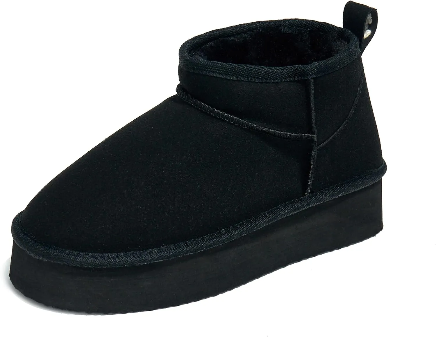 PepStep Ankle Platform Boots for Women or Ladies - Faux Suede Upper - Memory Foam Insole and Faux Lamb Fur Lining