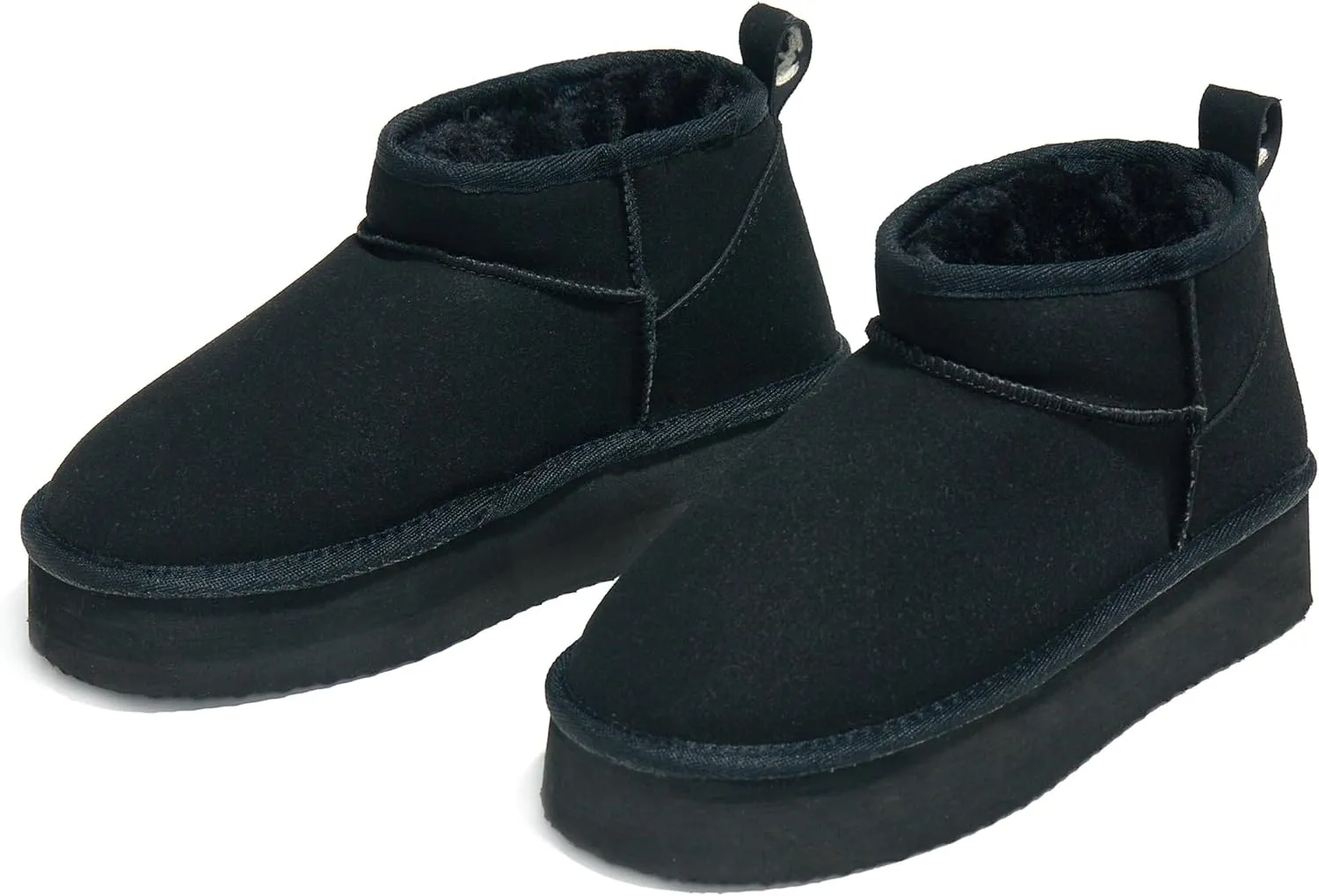 PepStep Ankle Platform Boots for Women or Ladies - Faux Suede Upper - Memory Foam Insole and Faux Lamb Fur Lining