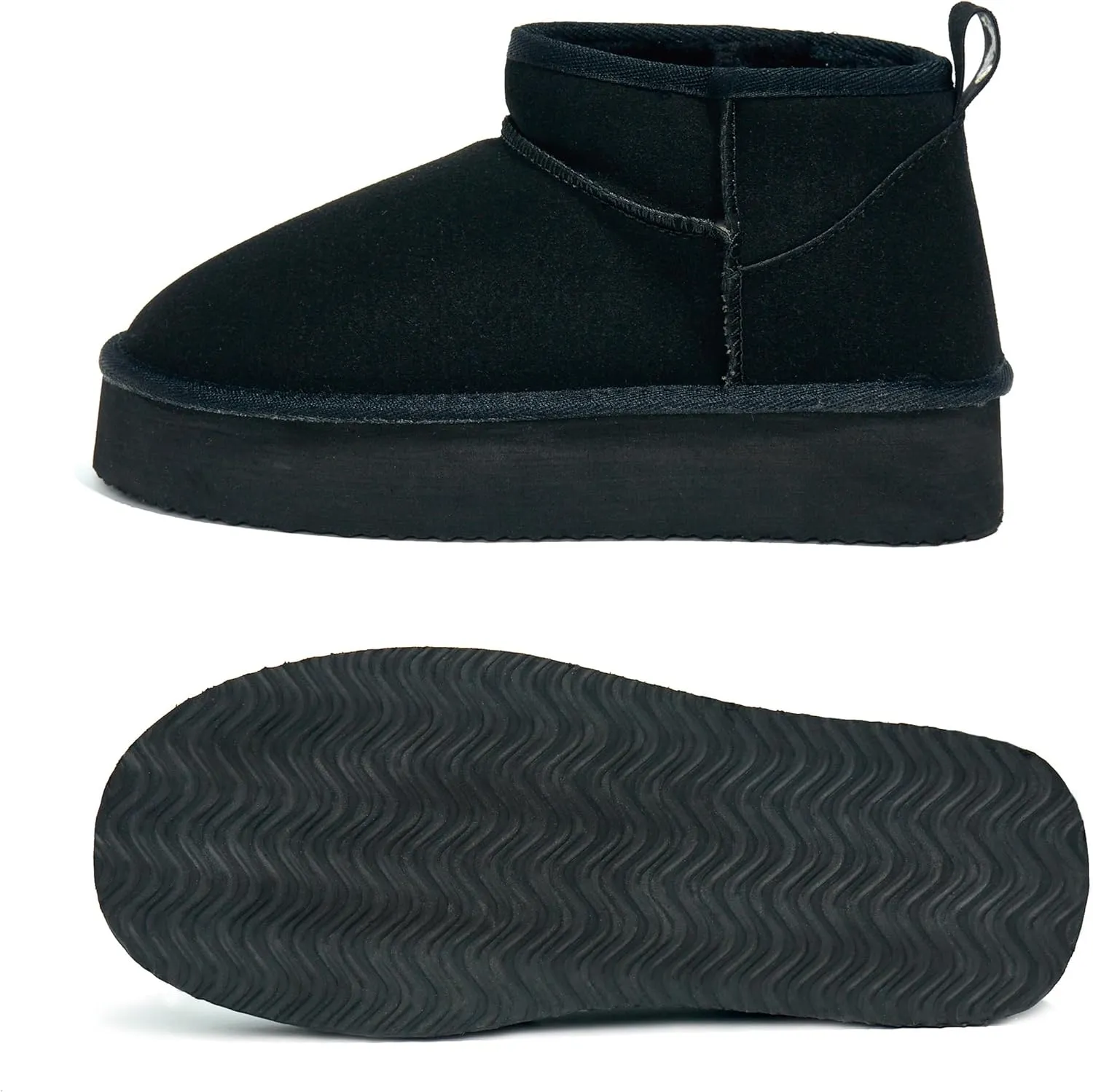 PepStep Ankle Platform Boots for Women or Ladies - Faux Suede Upper - Memory Foam Insole and Faux Lamb Fur Lining