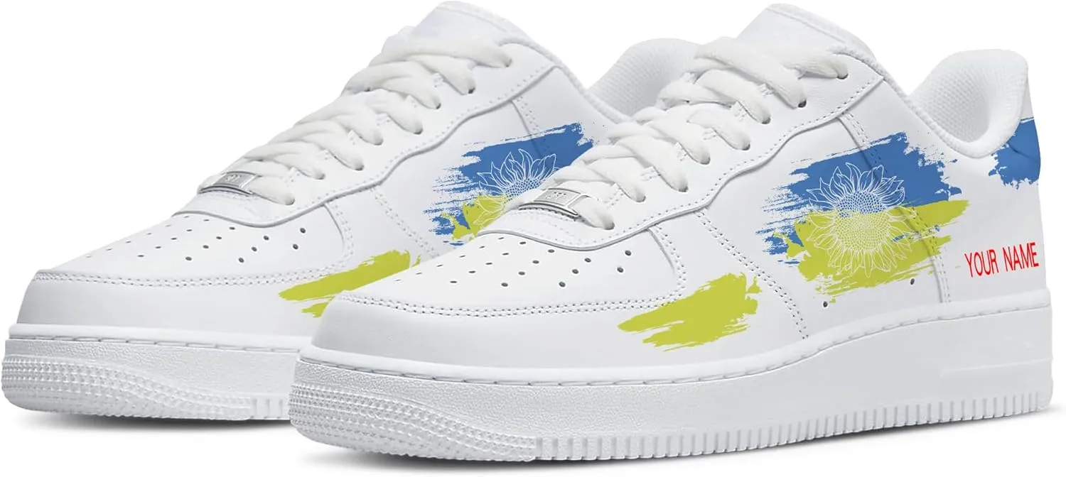 Personalized Sunflower Basketball Shoes - Custom Name Classic Lace Up Low-Top Fashion Sneakers for Men and Women, Breathable Anti-Slip Outdoor Training Shoes - Unique Floral Design