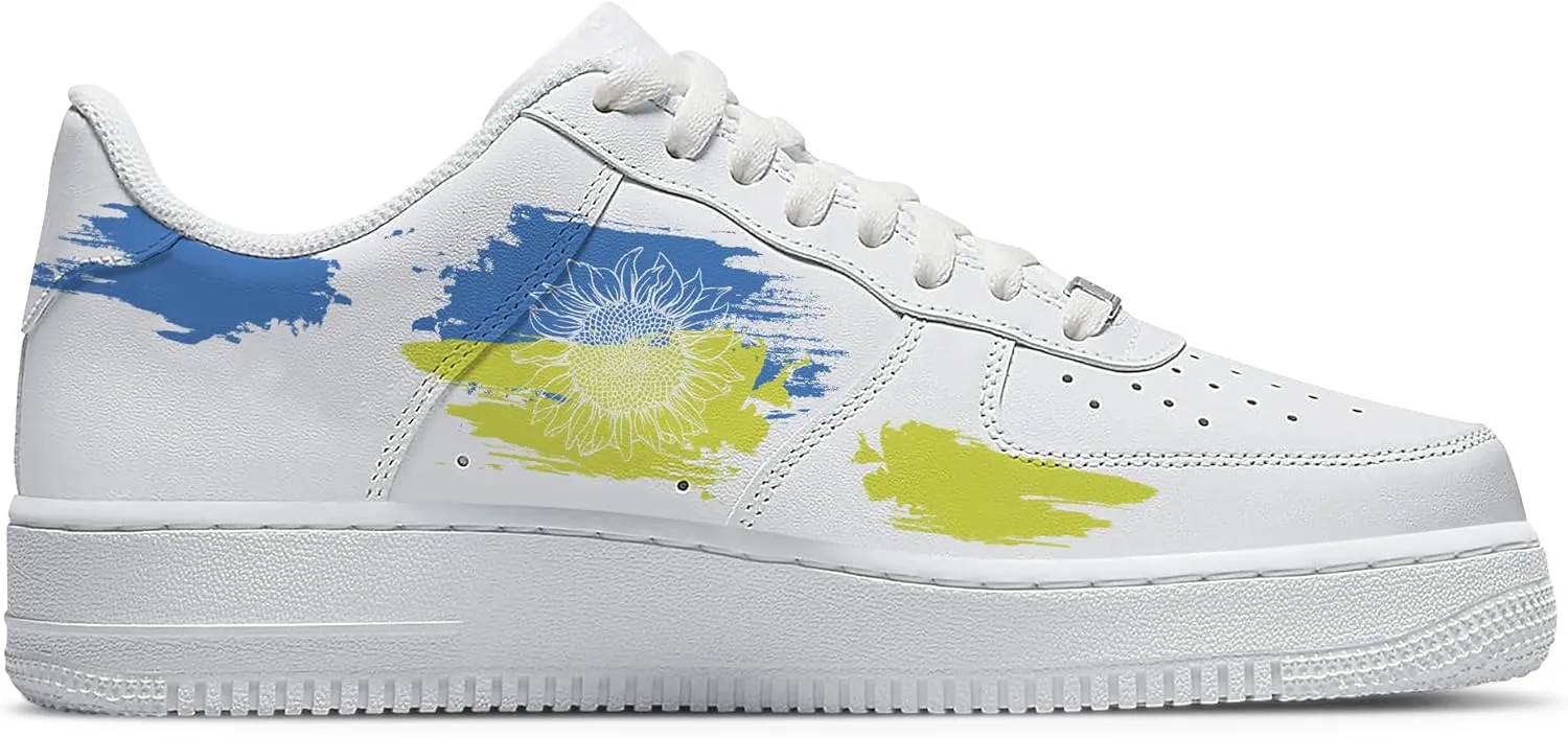 Personalized Sunflower Basketball Shoes - Custom Name Classic Lace Up Low-Top Fashion Sneakers for Men and Women, Breathable Anti-Slip Outdoor Training Shoes - Unique Floral Design