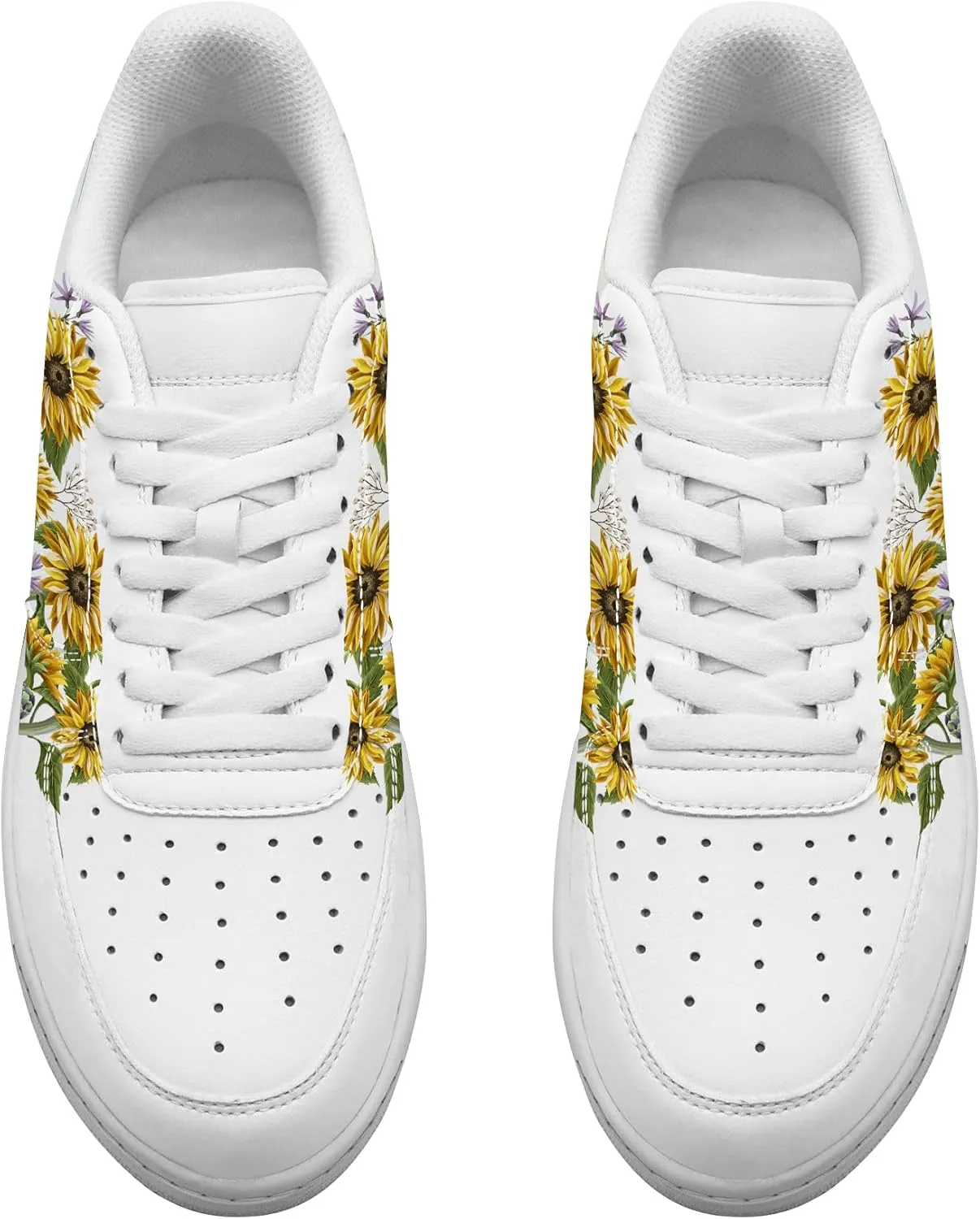 Personalized Sunflower Basketball Shoes - Custom Name Classic Lace Up Low-Top Fashion Sneakers for Men and Women, Breathable Anti-Slip Outdoor Training Shoes - Unique Floral Design
