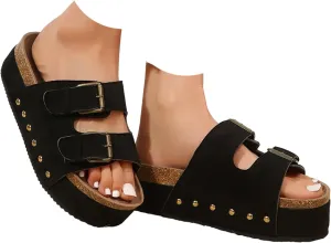 Platform Sandals for Women Dressy Fashion Wedges Sandals Non-Slip Casual Summer High Heels Open Toe Genuine Leather Sandals Slip on Shoes Women Footwear