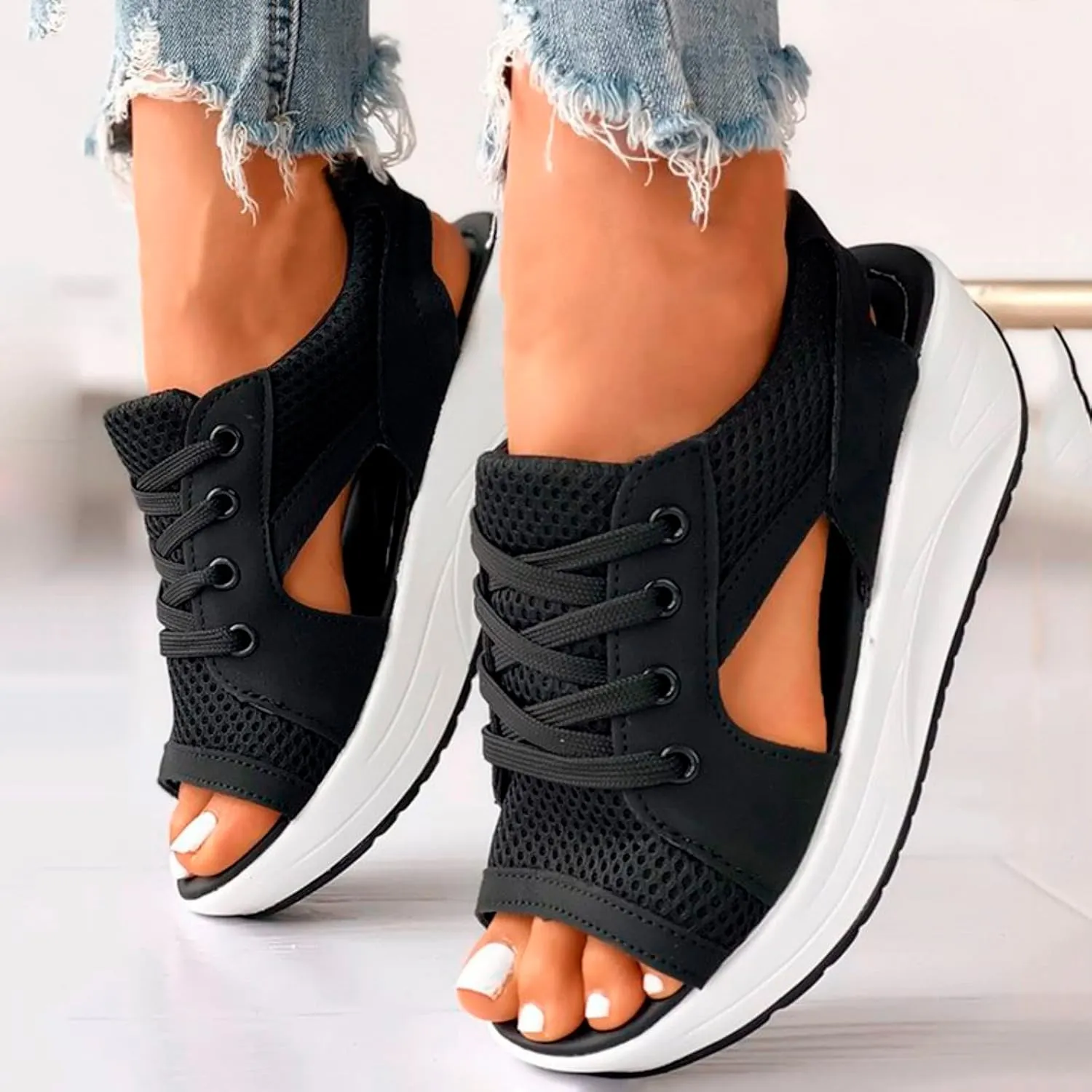 Platform Sandals for Women Open Toe Sports Orthopedic Sandal Comfortable Walking Shoes Sport Slingback Wedges Shoe
