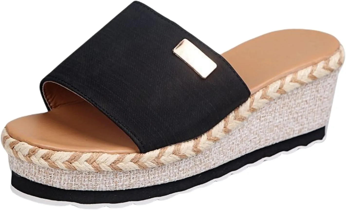Platform Sandals Women Espadrille Wedge Casual Slippers Open Toe Dressy Heels Summer Slingback Wide Beach Shoes Wedges Strap Espadrilles Cute Slip-on High with Adjustable Buckle Ankle Boho