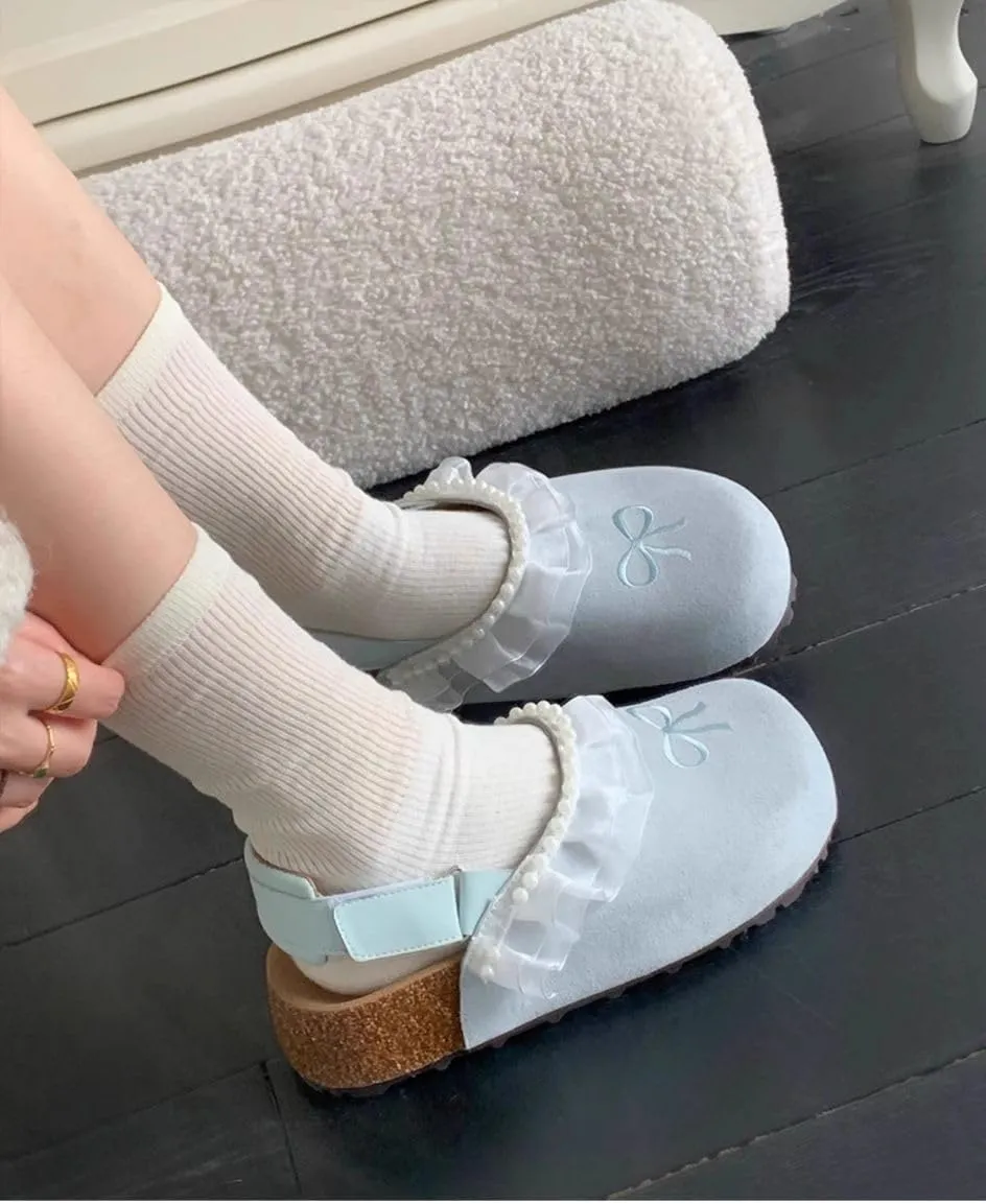 Potato Shoes with Back Strap Clogs Mules Ballet Flat Slip on Sandals Standing All Day Women Slippers Preppy Girls - Cute Causal Comfortable Walking Lightweight Running Trendy Tennis & Racquet Sport