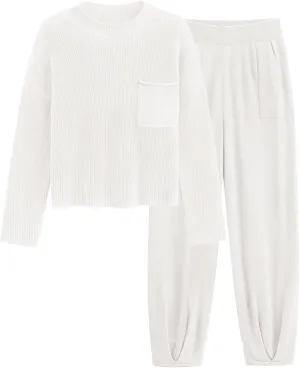 PRETTYGARDEN Women's Winter 2 Piece Sweater Set Casual Pullover Top High Waisted Sweatpants Tracksuit Lounge Outfits