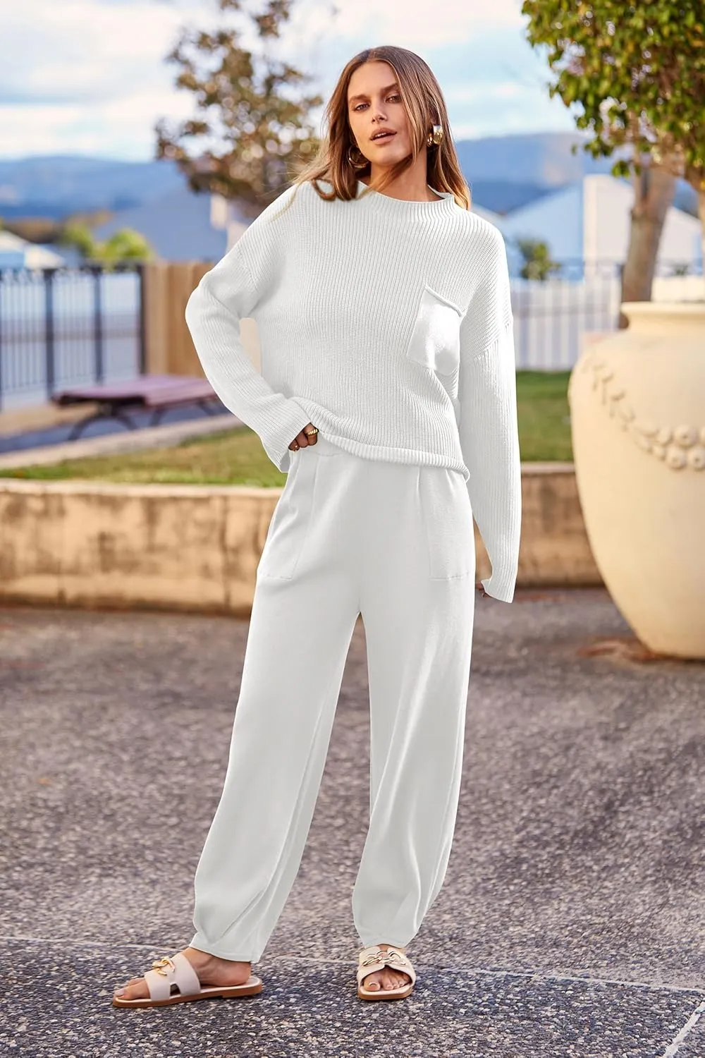 PRETTYGARDEN Women's Winter 2 Piece Sweater Set Casual Pullover Top High Waisted Sweatpants Tracksuit Lounge Outfits
