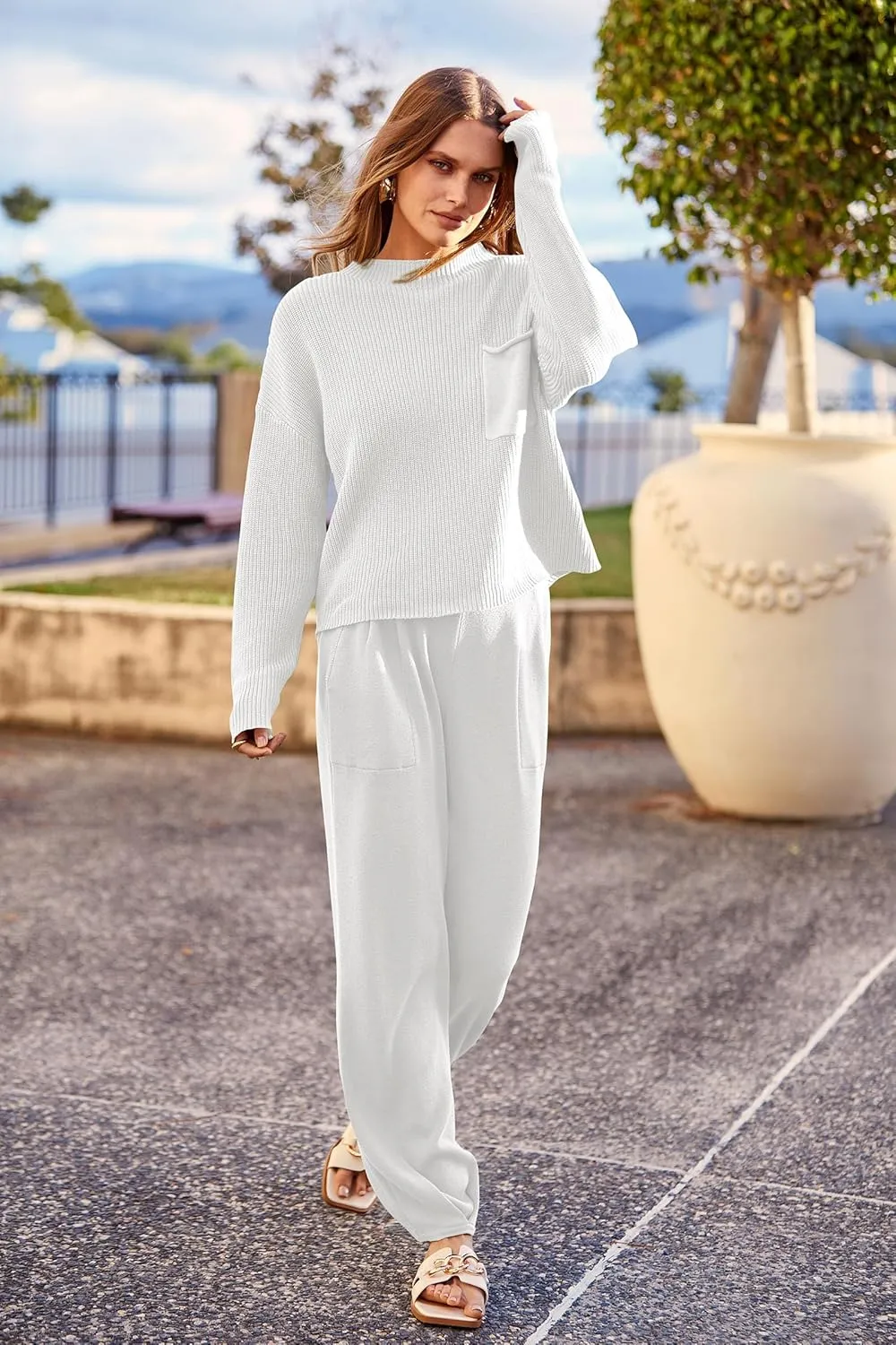 PRETTYGARDEN Women's Winter 2 Piece Sweater Set Casual Pullover Top High Waisted Sweatpants Tracksuit Lounge Outfits