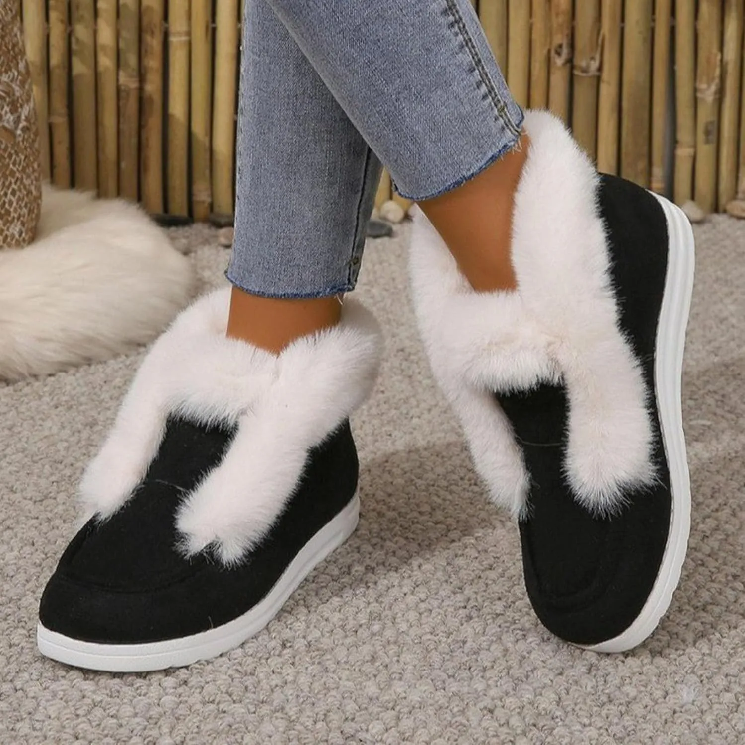 Pubyfun Senior Comfy Winter Ankle Boots Women, Waterproof Winter Boots With Anklet, Ladies Warm and Comfortable Casual Snow Boots