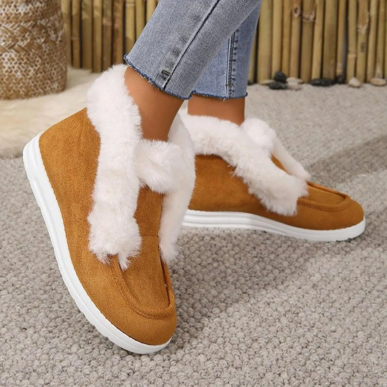 Pubyfun Senior Comfy Winter Ankle Boots Women, Waterproof Winter Boots With Anklet, Ladies Warm and Comfortable Casual Snow Boots