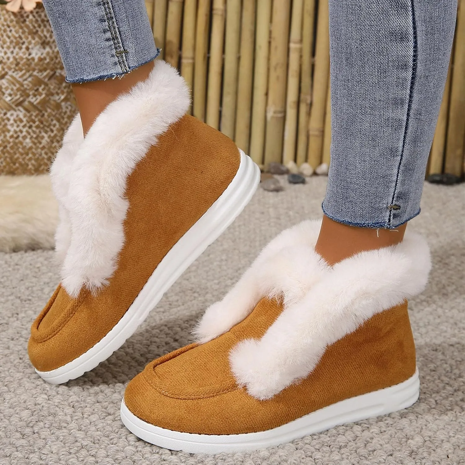 Pubyfun Senior Comfy Winter Ankle Boots Women, Waterproof Winter Boots With Anklet, Ladies Warm and Comfortable Casual Snow Boots
