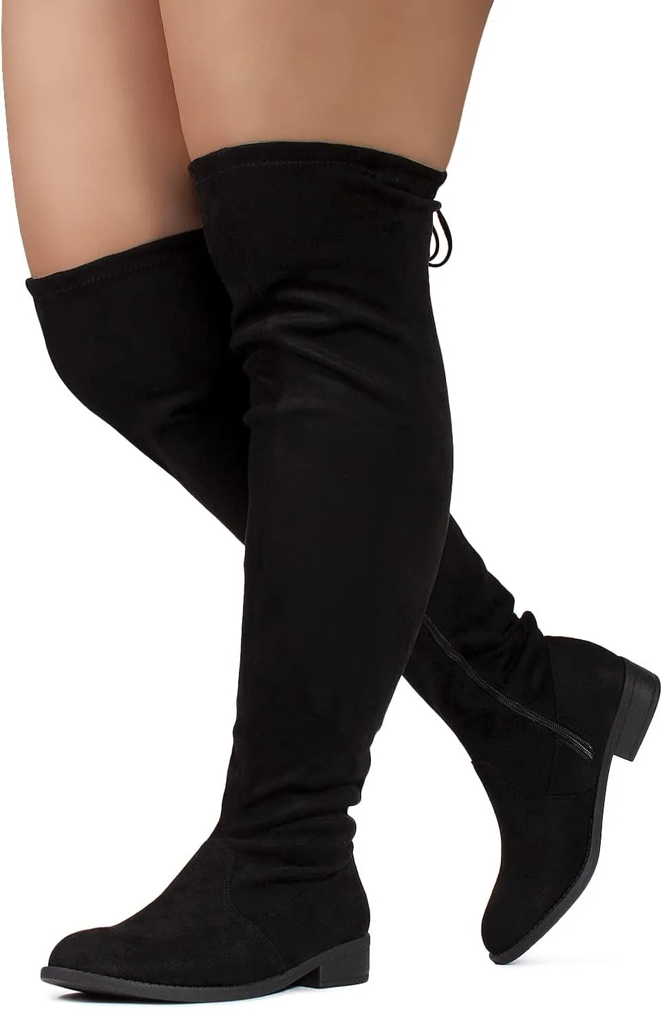 RF ROOM OF FASHION Women's Stretchy Over The Knee Low Heel Boots (Wide Calf Wide Width)