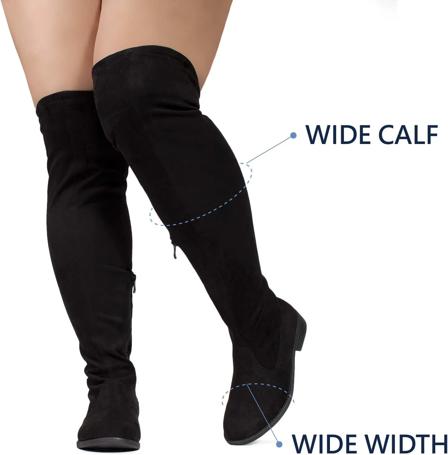 RF ROOM OF FASHION Women's Stretchy Over The Knee Low Heel Boots (Wide Calf Wide Width)
