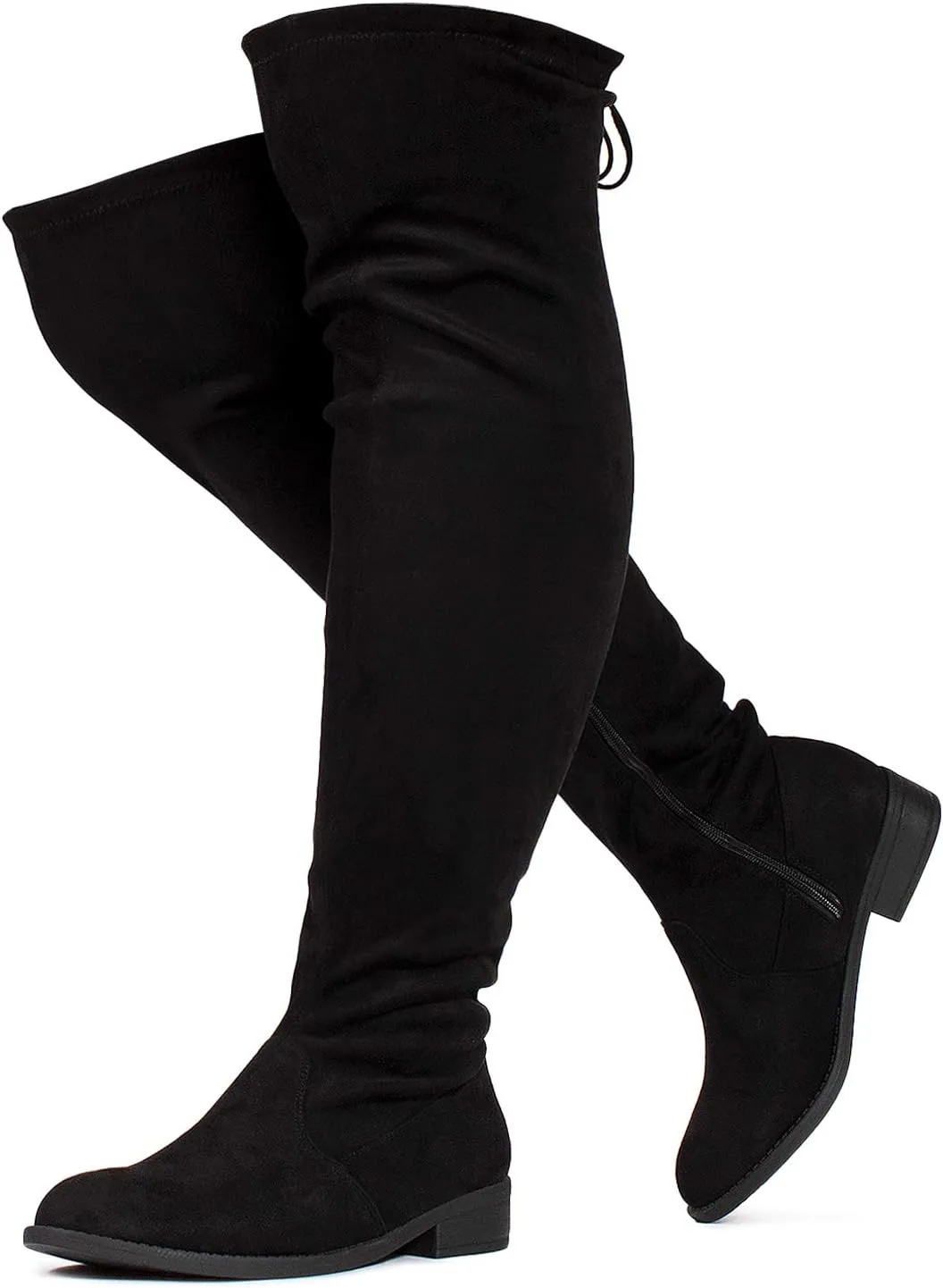 RF ROOM OF FASHION Women's Stretchy Over The Knee Low Heel Boots (Wide Calf Wide Width)