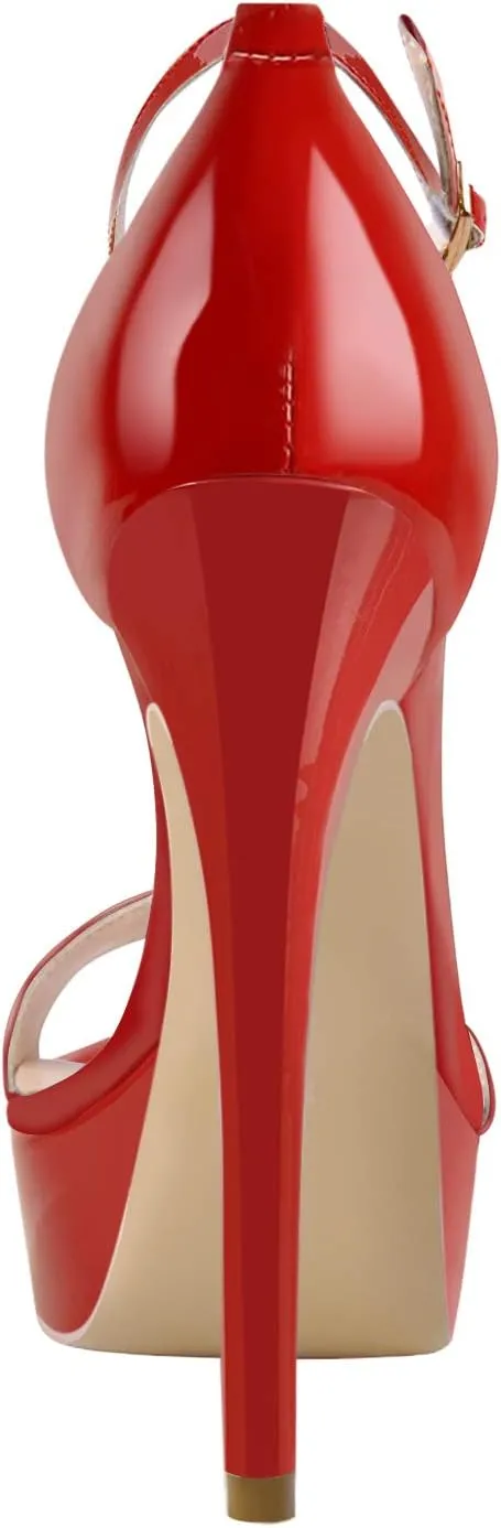 richealnini Women's Crisscross Platform Stilettos High Heel Sandals
