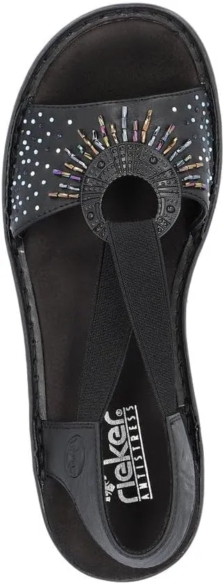 Rieker 60880 Regina Women's Strap Sandals – Classic and Stylish Design with Wide Supportive Straps, Elastic Insert, Lightweight and Shock-Absorbing Comfort for All-Day Wear