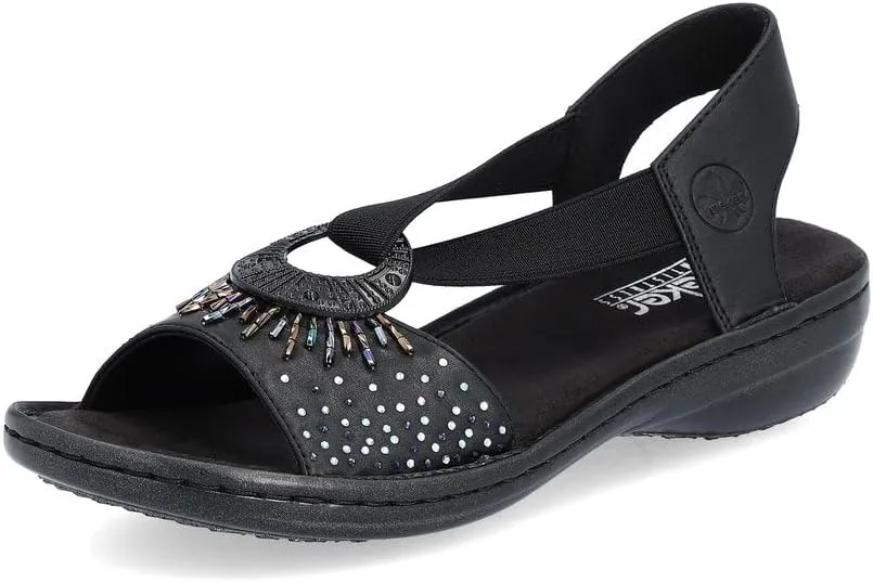 Rieker 60880 Regina Women's Strap Sandals – Classic and Stylish Design with Wide Supportive Straps, Elastic Insert, Lightweight and Shock-Absorbing Comfort for All-Day Wear