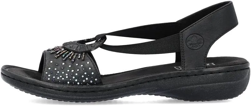 Rieker 60880 Regina Women's Strap Sandals – Classic and Stylish Design with Wide Supportive Straps, Elastic Insert, Lightweight and Shock-Absorbing Comfort for All-Day Wear