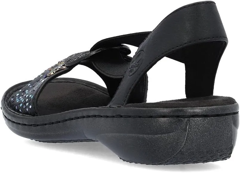 Rieker 60880 Regina Women's Strap Sandals – Classic and Stylish Design with Wide Supportive Straps, Elastic Insert, Lightweight and Shock-Absorbing Comfort for All-Day Wear
