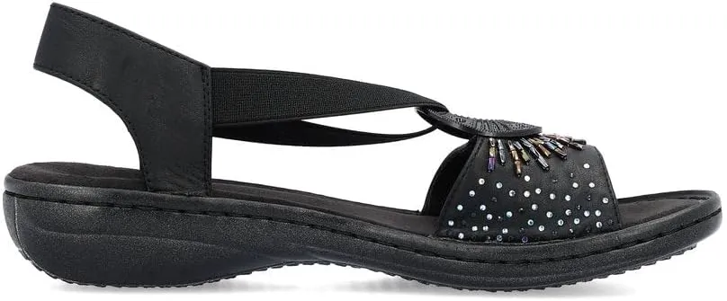 Rieker 60880 Regina Women's Strap Sandals – Classic and Stylish Design with Wide Supportive Straps, Elastic Insert, Lightweight and Shock-Absorbing Comfort for All-Day Wear