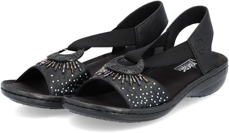 Rieker 60880 Regina Women's Strap Sandals – Classic and Stylish Design with Wide Supportive Straps, Elastic Insert, Lightweight and Shock-Absorbing Comfort for All-Day Wear