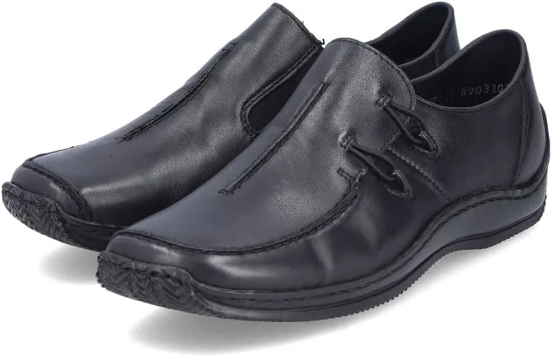 Rieker L1751 Celia Leather Slip-On Women’s Shoes - Comfortable High-Coverage Loafers with Elegant Stitch Detailing, Anti-Stress and Flexible Everyday Support