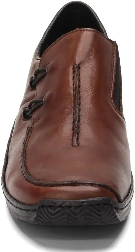 Rieker L1751 Celia Leather Slip-On Women’s Shoes - Comfortable High-Coverage Loafers with Elegant Stitch Detailing, Anti-Stress and Flexible Everyday Support