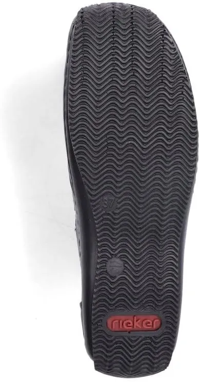 Rieker L1751 Celia Leather Slip-On Women’s Shoes - Comfortable High-Coverage Loafers with Elegant Stitch Detailing, Anti-Stress and Flexible Everyday Support
