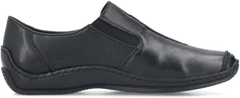Rieker L1751 Celia Leather Slip-On Women’s Shoes - Comfortable High-Coverage Loafers with Elegant Stitch Detailing, Anti-Stress and Flexible Everyday Support