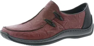 Rieker L1751 Celia Leather Slip-On Women’s Shoes - Comfortable High-Coverage Loafers with Elegant Stitch Detailing, Anti-Stress and Flexible Everyday Support