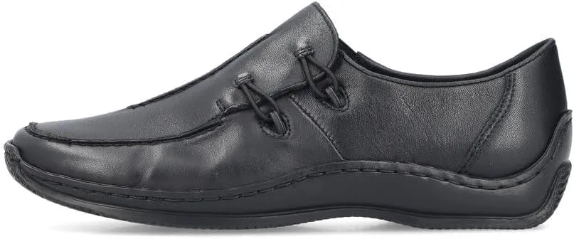 Rieker L1751 Celia Leather Slip-On Women’s Shoes - Comfortable High-Coverage Loafers with Elegant Stitch Detailing, Anti-Stress and Flexible Everyday Support