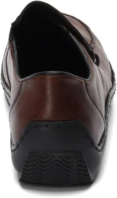 Rieker L1751 Celia Leather Slip-On Women’s Shoes - Comfortable High-Coverage Loafers with Elegant Stitch Detailing, Anti-Stress and Flexible Everyday Support