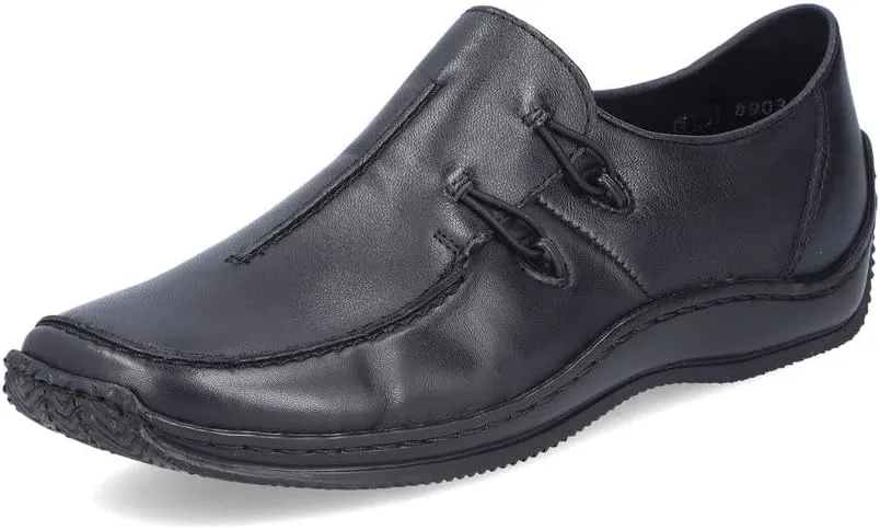 Rieker L1751 Celia Leather Slip-On Women’s Shoes - Comfortable High-Coverage Loafers with Elegant Stitch Detailing, Anti-Stress and Flexible Everyday Support